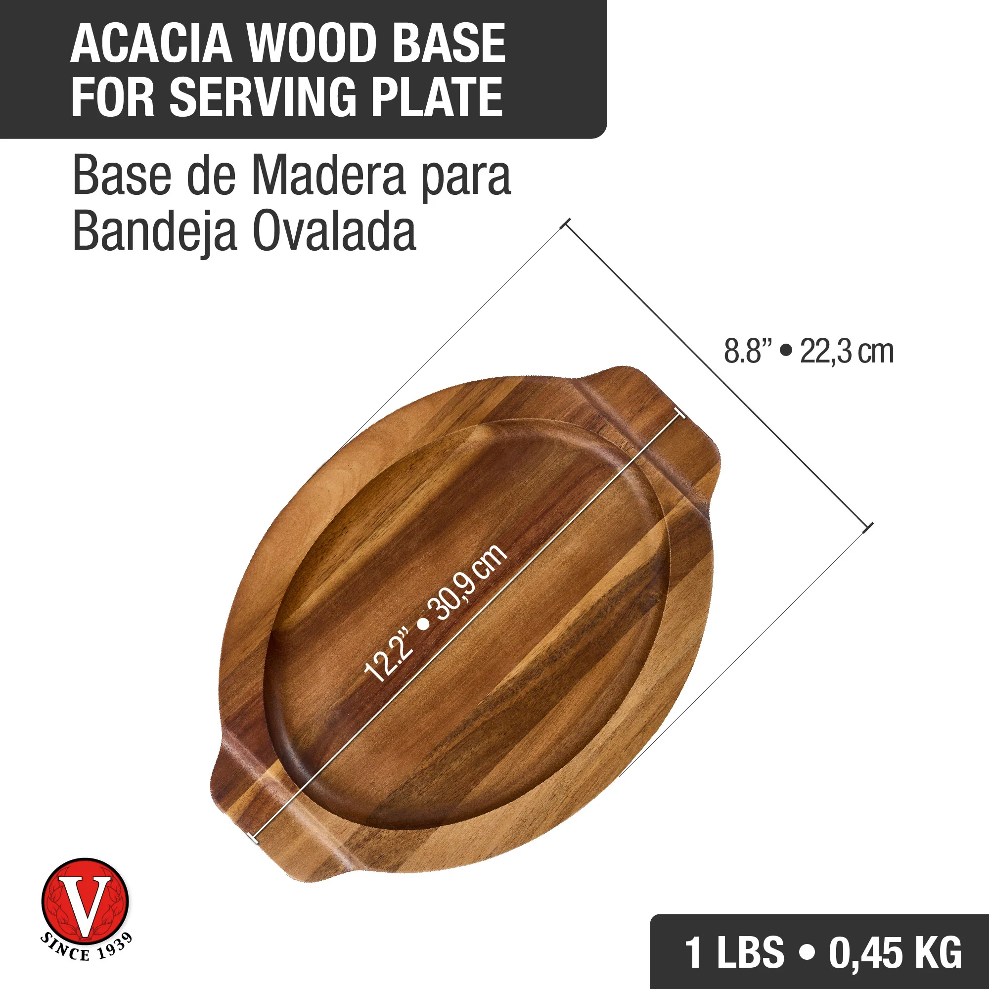 Base de Madera Acacia Para Bandeja 29x19 cm - Image 2
