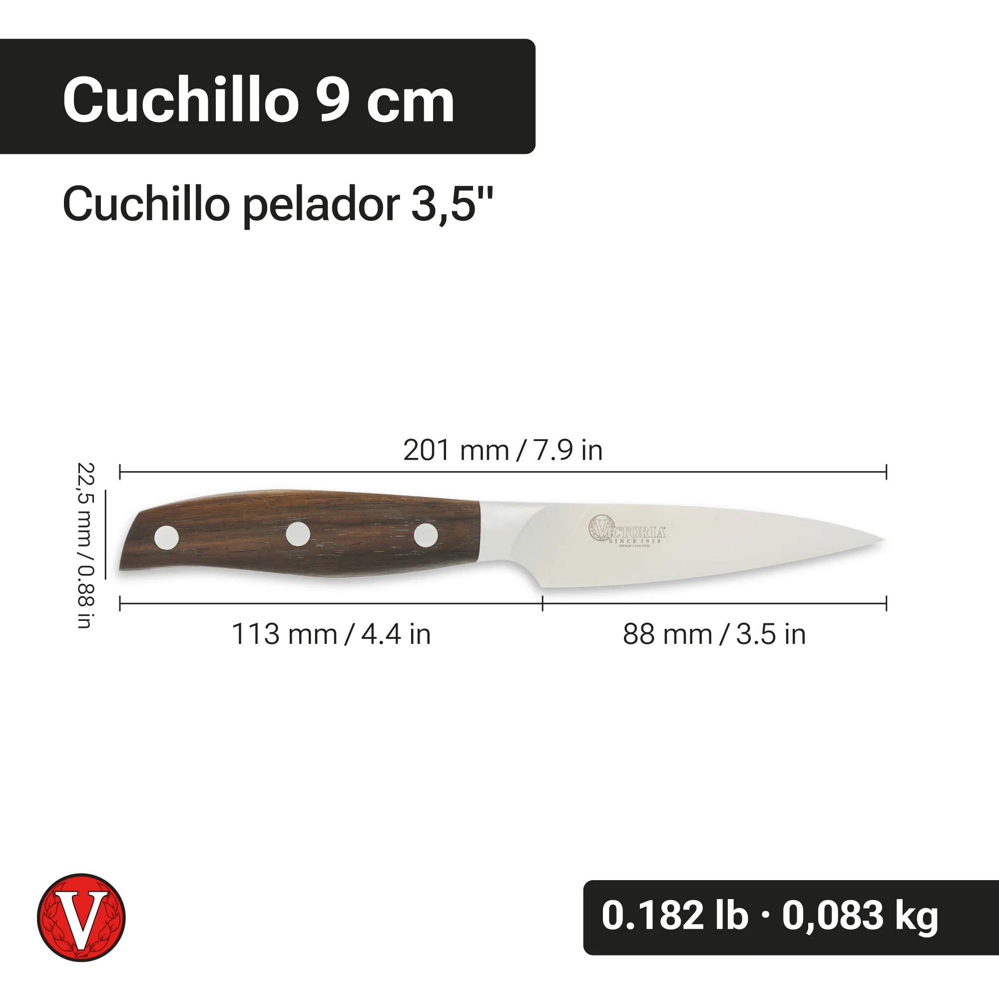 Cuchillo Pelador 3.5” de Precisión en Acero Inoxidable – Victoria - Image 3
