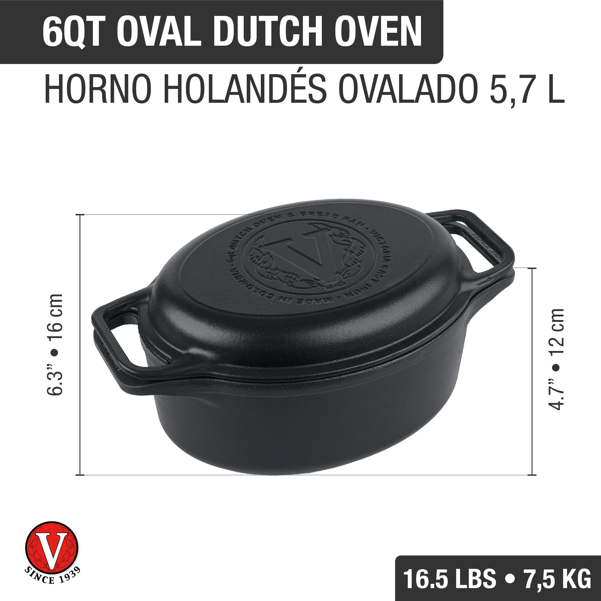 Horno Holandés Ovalado 5.7 L Olla Esmaltado - Image 3